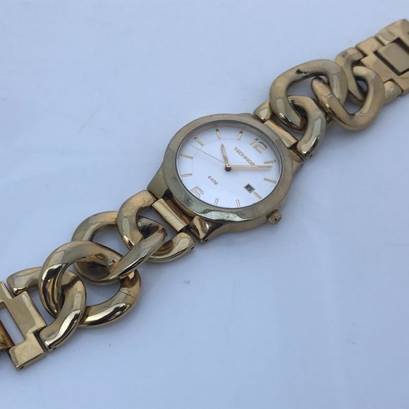 Technos women watch date calendar gold tone chain - Picture 4 of 8